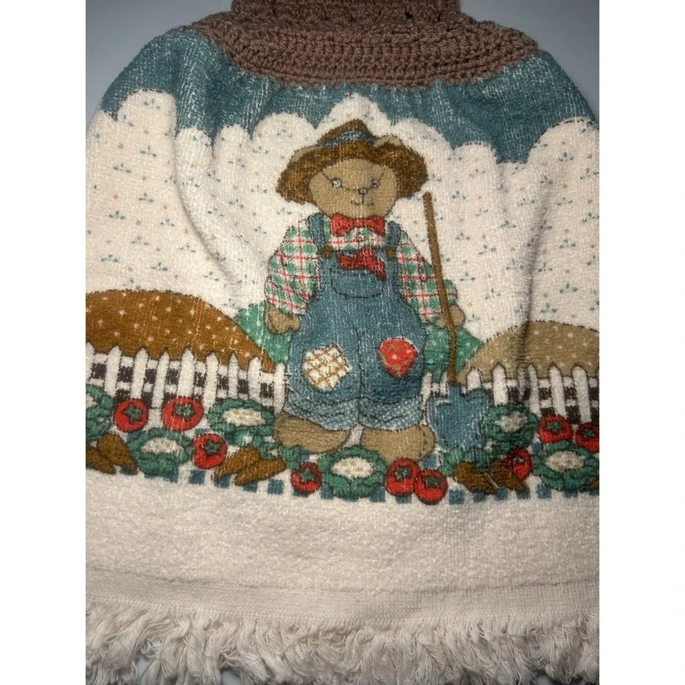 Vintage‎ Fringed Crocheted Hanging Kitchen Hand Towel -